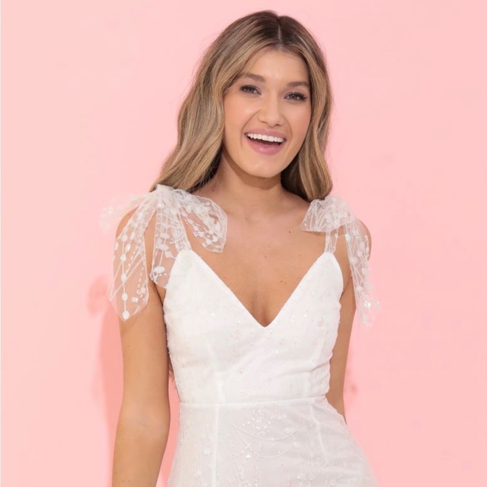 Tia A Line Dress, white sequin